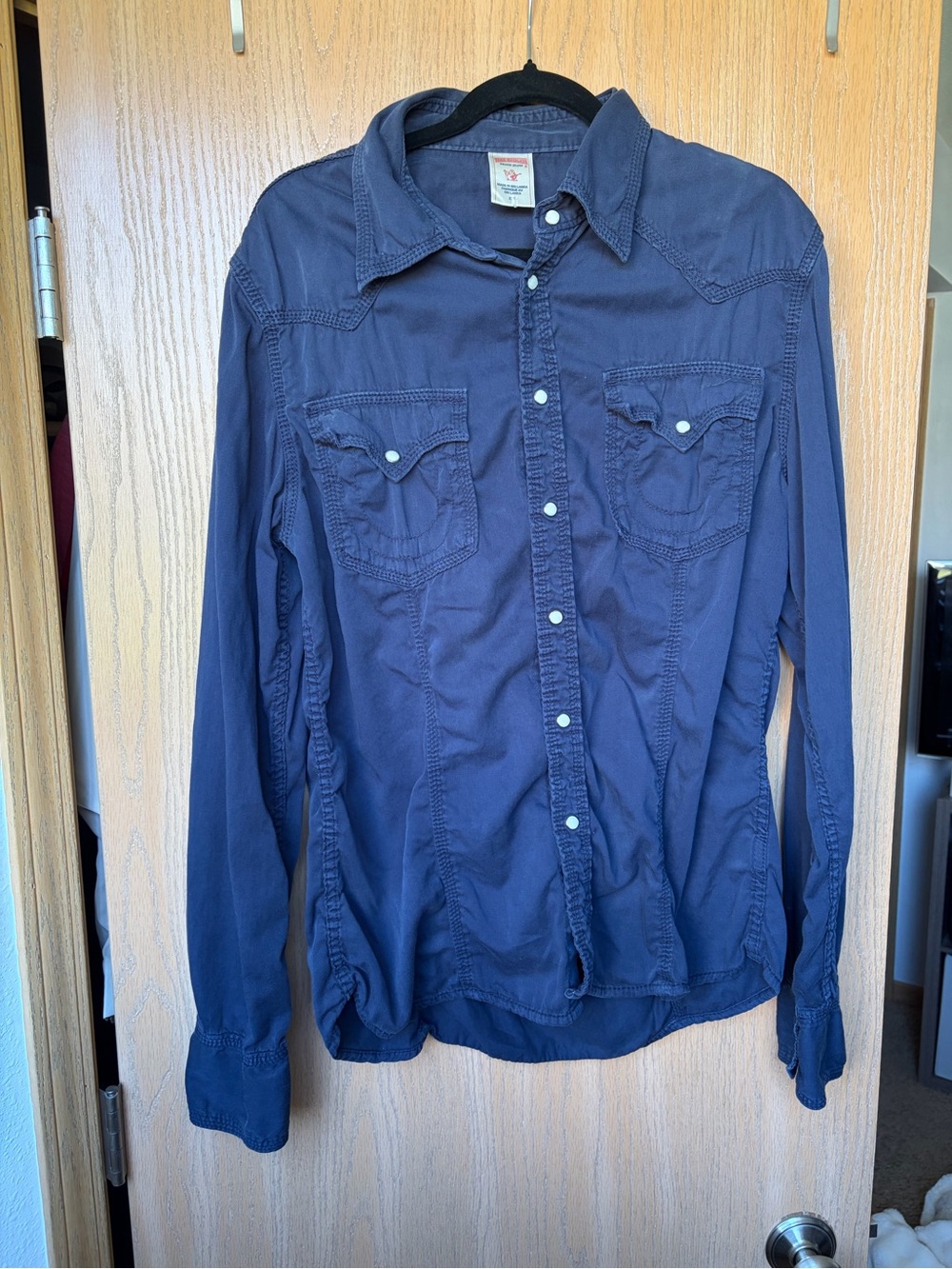 Men's True ReligionNavy Button-Down Shirt- XL